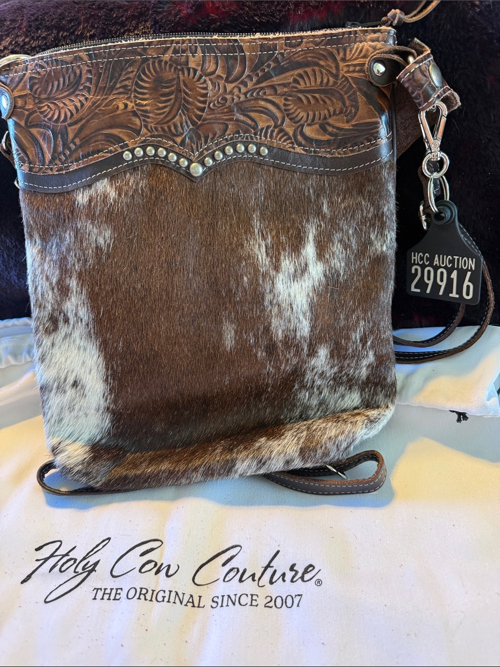 Bag Pack…Holy Cow Couture Brown Hair-On Hide Crossbody Messenger Bag
